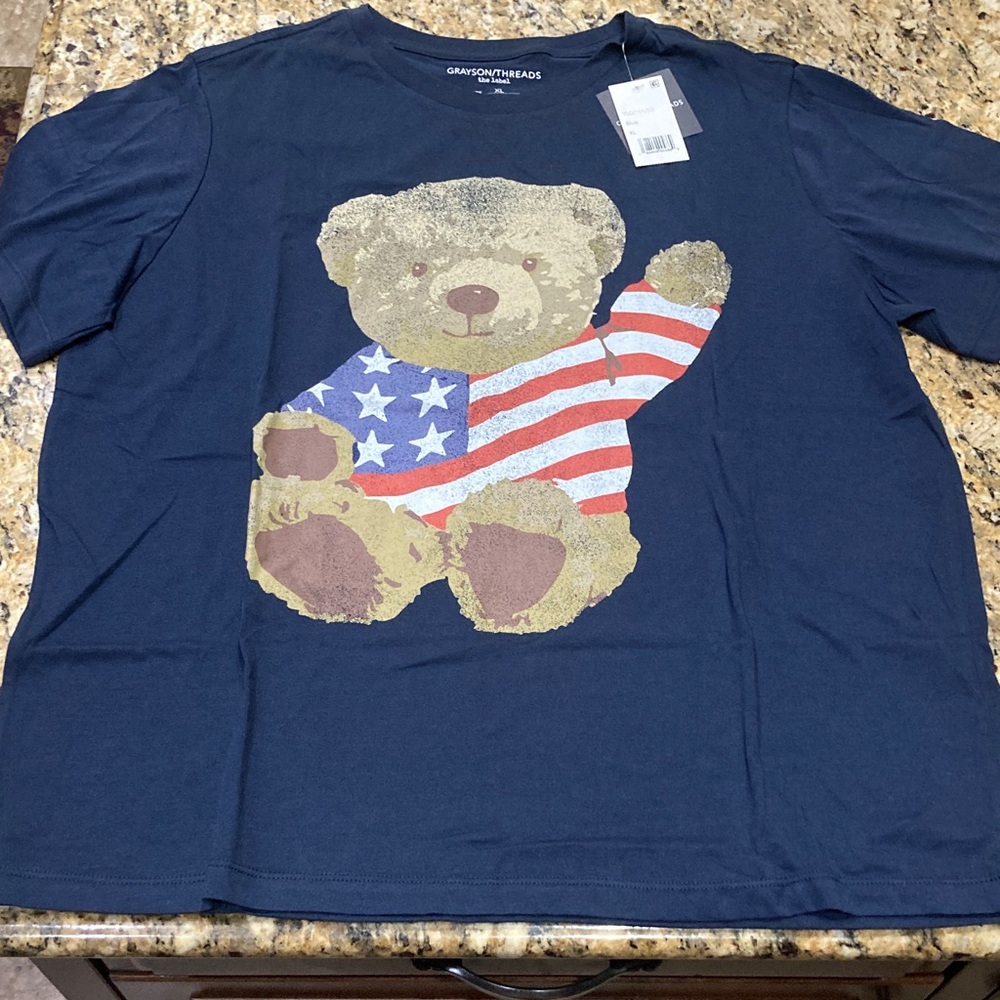 Grayson Threads Navy Bear Flag Tee
